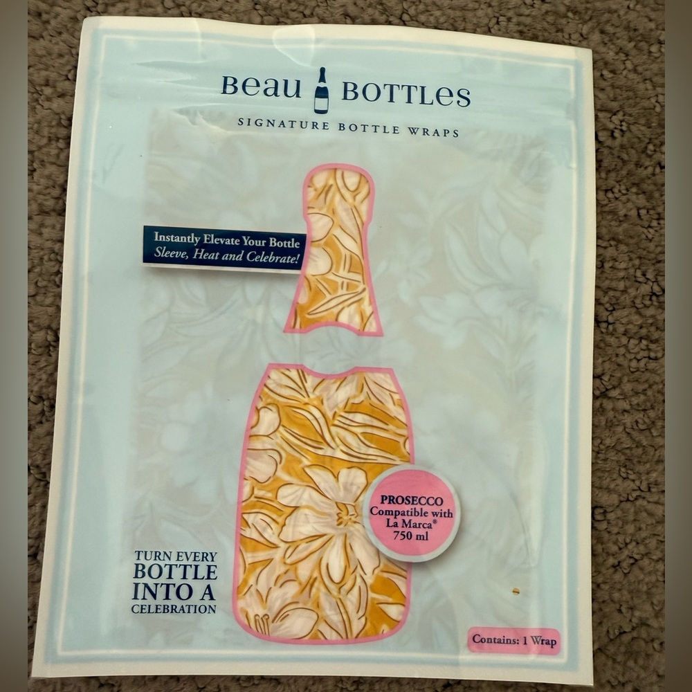 Beau Bottles Prosecco Bottle Wrap in Yellow Floral